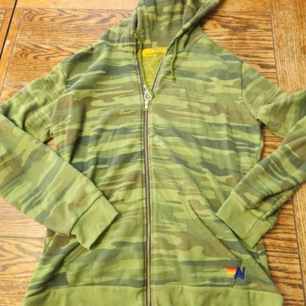 Aviator Nation Bolt Zip Hoodie in Camo sz XXL